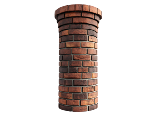 Brick chimney pipe cylindrical structure on png