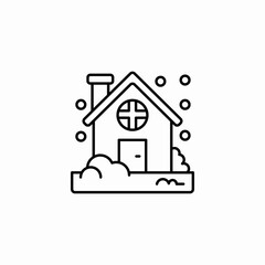 snowy house icon sign vector