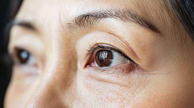 Close-up view of a person's expressive eyes and facial features.