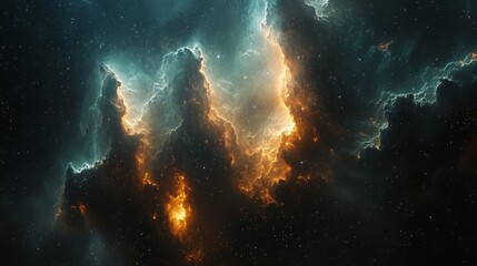 Fototapeta premium Stunning cosmic nebulae formations in a vibrant space scene.
