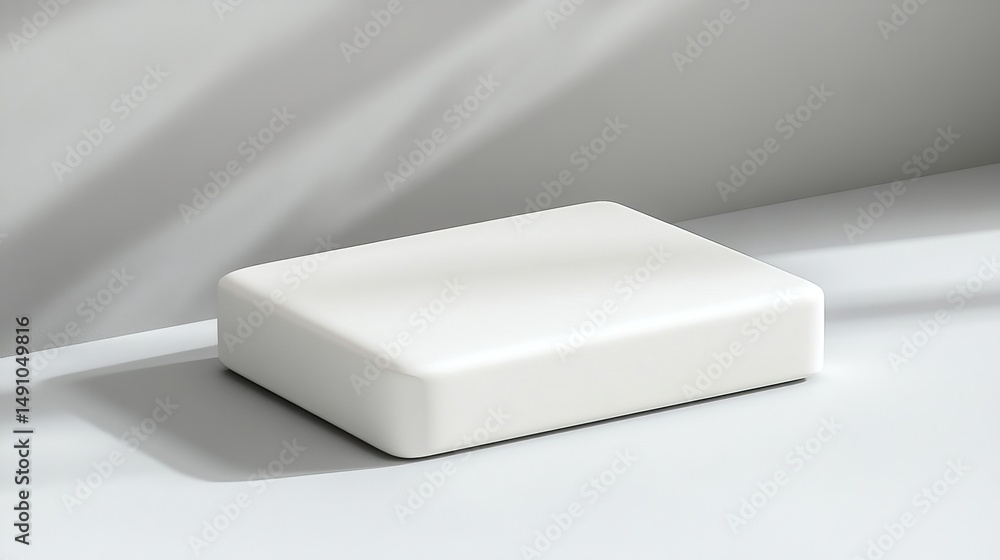Poster white minimalist product display platform mockup scene studio lighting 3d cube clean block shape