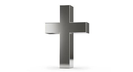 Obraz premium Christian cross silver metal isolated on white background symbol of faith and religion jesus christ