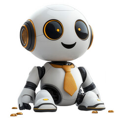 Cute ai robot with tie concept for artificial intelligence and technology on transparent background