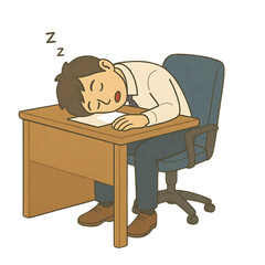 デスクで寝落ち（男性）