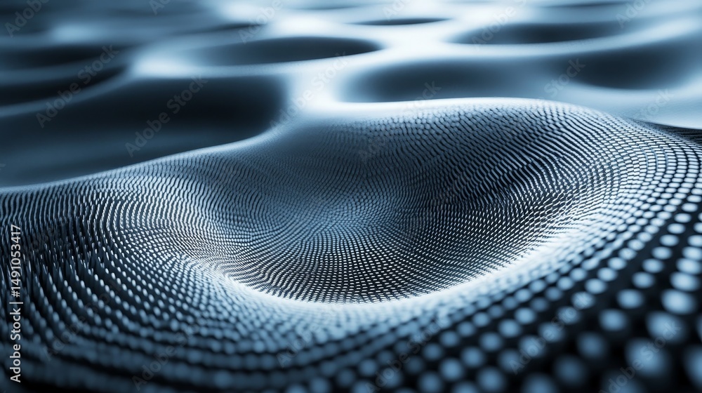 Poster abstract digital design featuring undulating surface patterns.