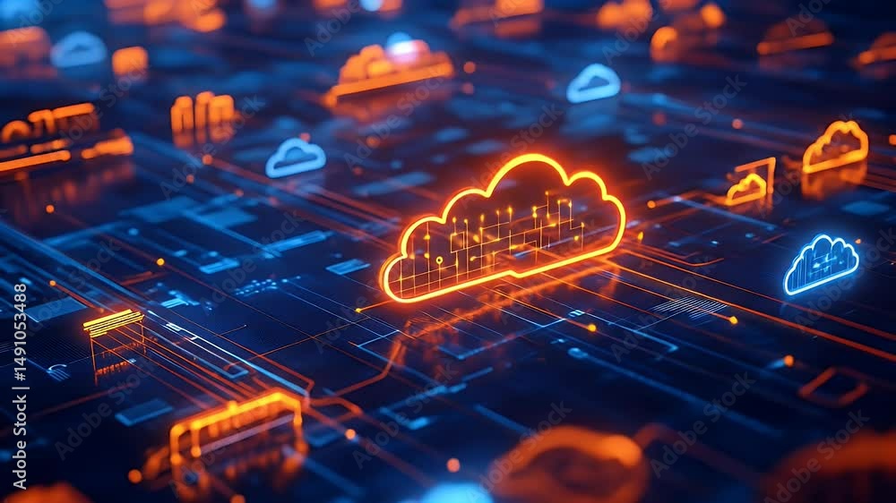 Poster cloud computing network graphic design.