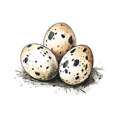 Obraz premium Vibrant watercolor illustration of three hand-drawn quails for graphic design projects