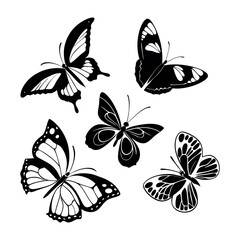 Black Butterfly Silhouette Set 