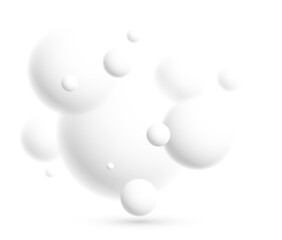 Light and soft 3D defocused spheres vector abstract background, relaxing ambient theme with white balls in levitation, atmospheric wallpaper.