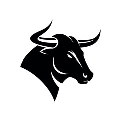 Powerful Black Bull Head Vector Illustration  A Strong and Majestic Design for Logos, Branding, and More