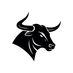 Powerful Black Bull Head Vector Illustration EPS Format, Strong, Majestic, Animal, Design Element