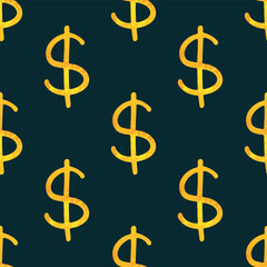 Seamless pattern with dollar currency symbol for decorative print, wrapping paper, greeting cards, wallpaper and fabric