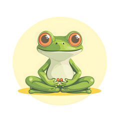 Charming Frog Meditating: Playful Cartoon Artwork for Children's Meditation Materials
