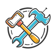handyman tools hammer wrench repair build logo icon