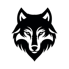 Majestic Wolf Head Vector Illustration Black and White Stylized Canine Design, Perfect for Logos, Prints, and More