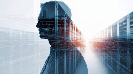 Data Center Technology with Fiber Optic Lines and IT Infrastructure