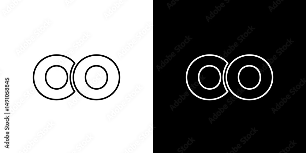 Poster letter o and o, oo logo design template. minimal monogram initial based logotype.