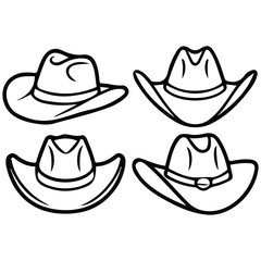 Cowboy hat set isolated vector illustration