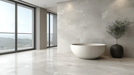 Modern bathroom with panoramic view