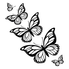 Black Butterfly Silhouette Set 