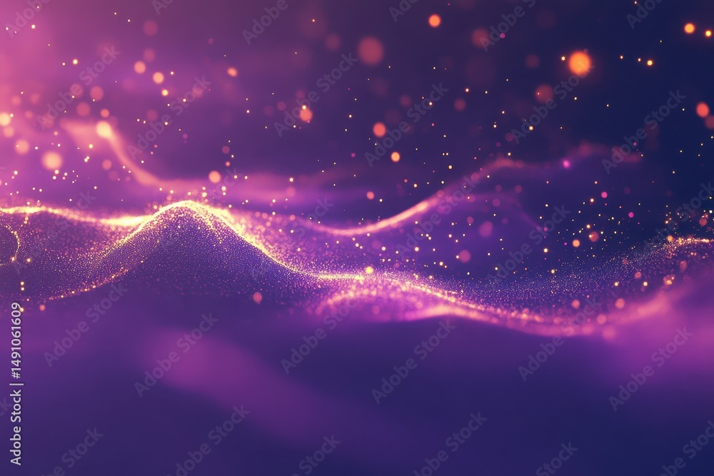 Poster vivid light spots dance across a deep purple background creating a mesmerizing visual experience, li