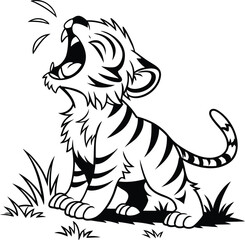 vector illustration of a cartoon tiger