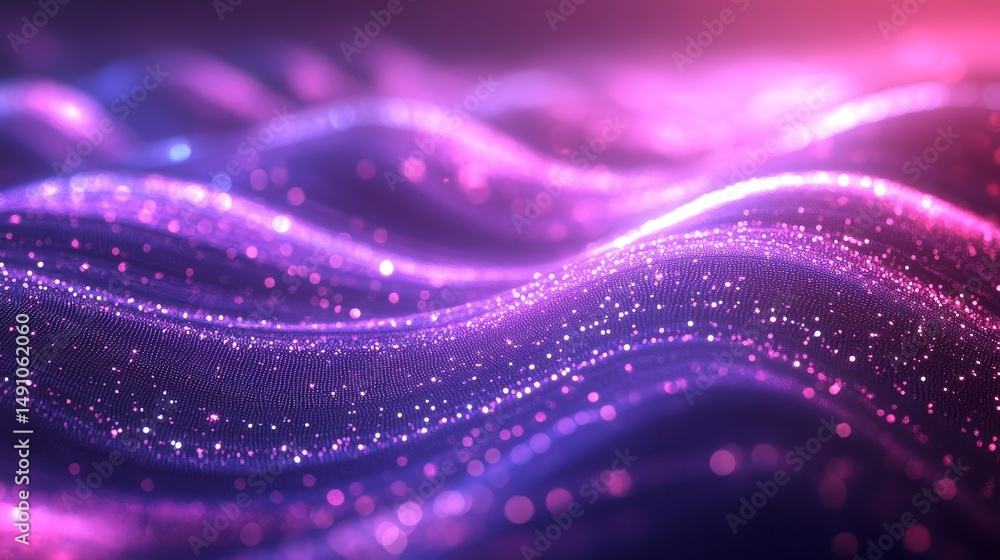 Poster abstract digital design with flowing particles.