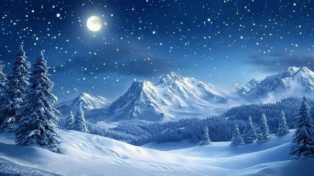 Snowy mountain winter landscape