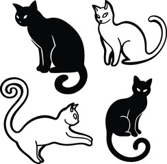 set of cats silhouettes