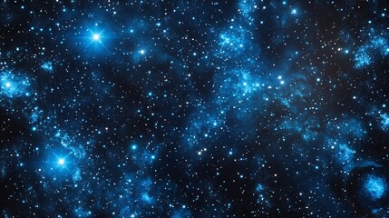 Fototapeta premium Blue Starfield in Deep Space with Glowing Light Clusters