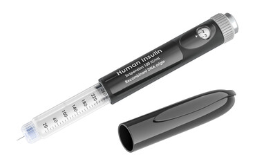 Insulin Pen Injector. 3D rendering isolated on transparent background