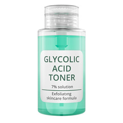 Glycolic acid toner bottle, cosmetic product. 3D rendering isolated on transparent background