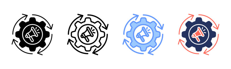 Marketing Automation icon sheet multiple style collection