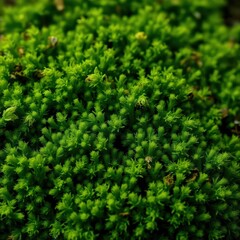 Fototapeta premium Lush green moss carpet covering the forest floor in a tranquil and serene woodland setting