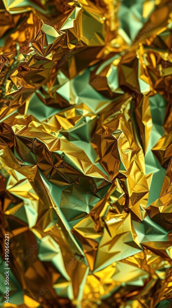 Poster captivating interplay of golden and emerald hues creates a striking abstract composition full of dep