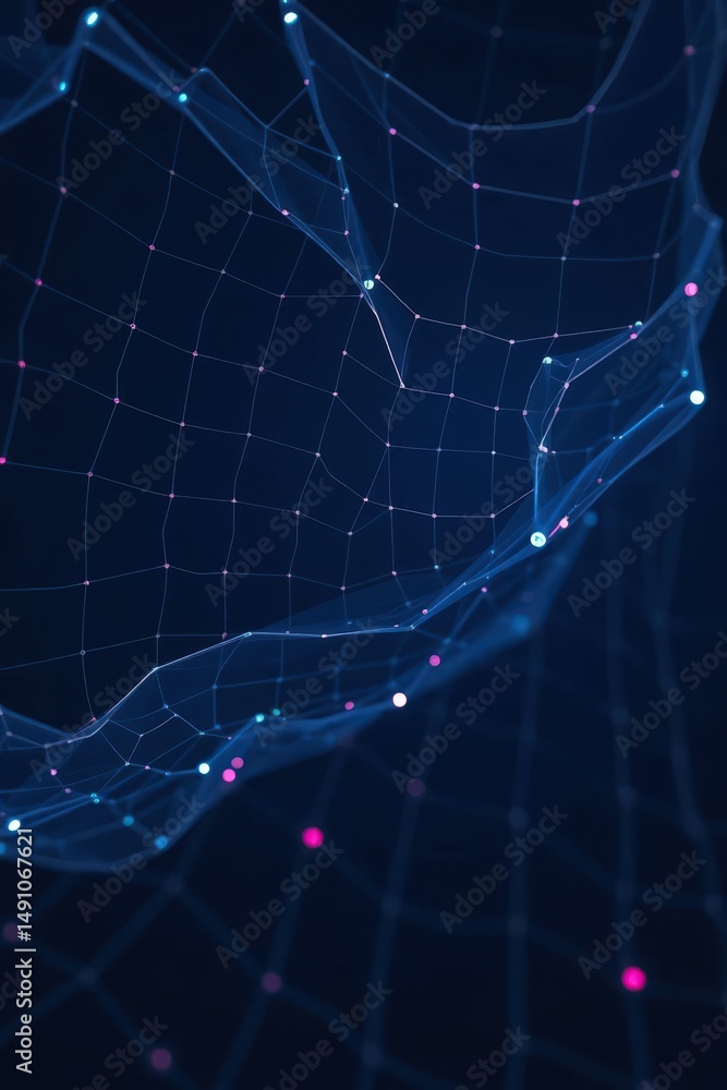 Aufkleber digital mesh structure glows in vibrant colors, creating an abstract representation of technology an