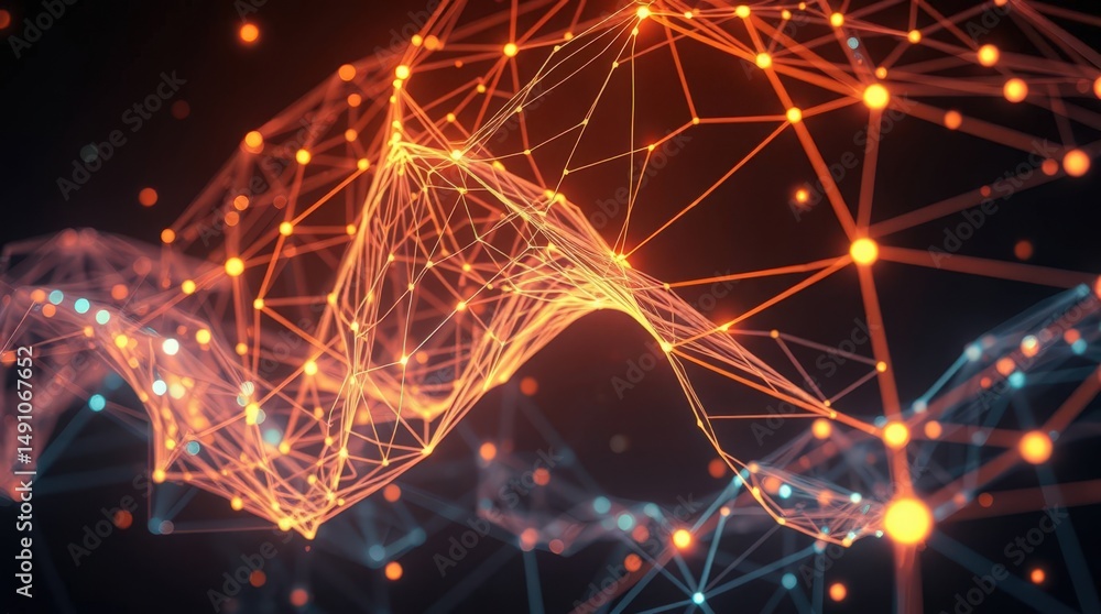 Poster dynamic flow of colorful connections illuminating creativity in a digital world of networking and te