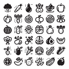 Fruit and Food Line Icons Set