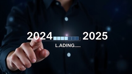 Anticipation of the new year concept with loading bar representing the year 2025