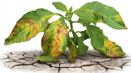 Stressed Plant on Dry, Cracked Earth