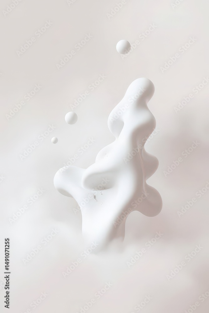 Poster unique abstract formation of white foam against a soft background showcasing fluidity and creativity