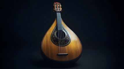 Saz baglama Turkish Music Instrument Isolated on a Black Background