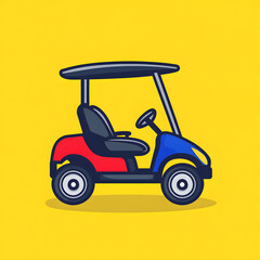 Professional Golf Cart Icon Isolated Vector Symbol on Blue Background