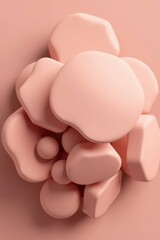 Unique arrangement of smooth, organic shapes in soft peach tones showcasing modern abstract art in an artistic setting