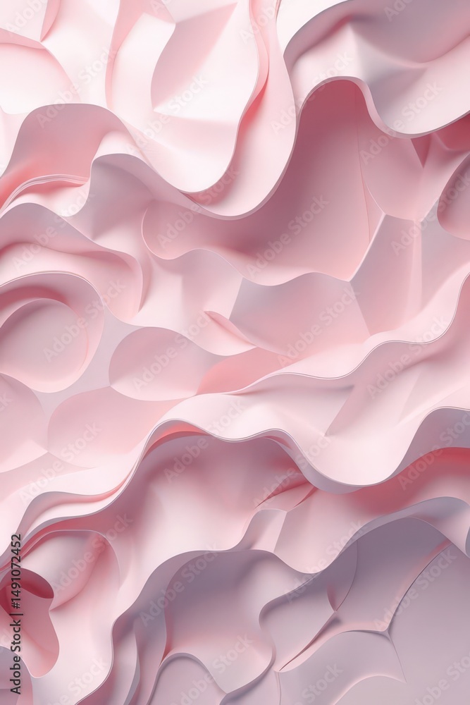 Poster soft pink waves intertwine in an abstract display of fluid motion and gentle texture
