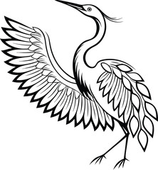 heron silhouette isolated on white