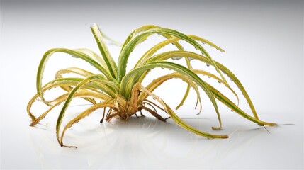 Chlorophytum Comosum: Variegated Spider Plant Close-Up on White