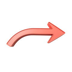 Modern Arrow with Smooth Flowing Contours in Coral Isolated on Transparent Background