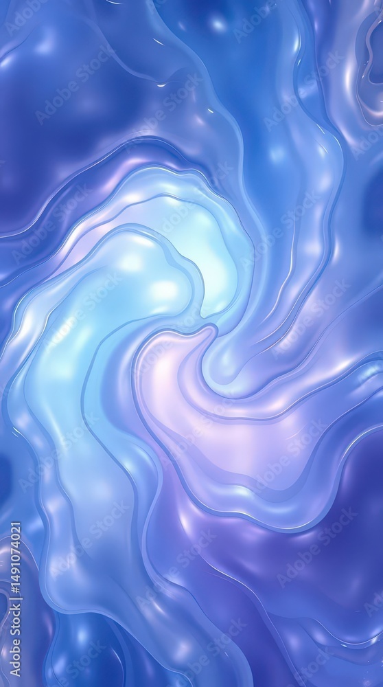 Poster swirling waves of blue and lavender create a mesmerizing dance of colors in a serene abstract compos