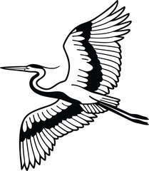 heron silhouette isolated on white